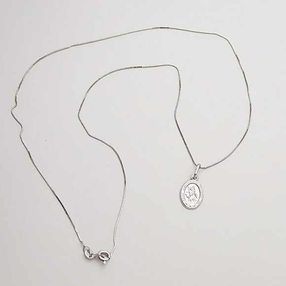 Solid 10K White Gold Saint Christopher Small Charm Pendant Stamped 10K Italy - Picture 4 of 7